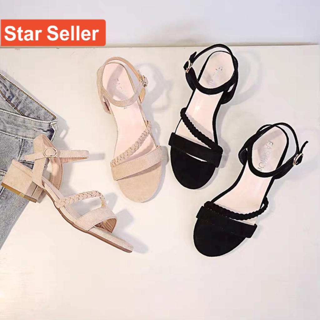 HEELS STRAPPY WANITA SANDAL PESTA UNDANGAN SANTAI CEWEK EMORY HIIL MURAH MODEL IMPORT GC BRUKAT MIKA