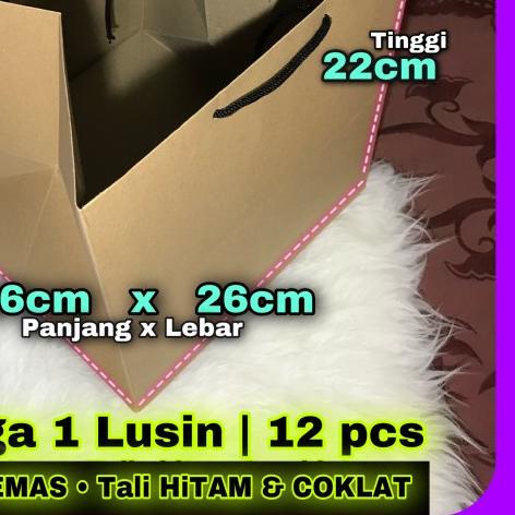 

⅍ paper bag polos BOX NASI KOTAK Bento 26x26x22 /Harga 1 X LUSIN 12 pcs - TaLi HiTAM ☄