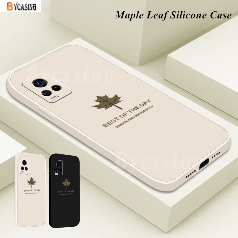 Luxury Square Soft Phone Case for Vivo Y12s V21e Y21T Y21 Y21S Y33S Y15S Y20i Y12i Y20s Y30i Y11 2019 Y15 Y17 Y19 Y53 Y85 Y50 Vivo Y91 Y93 Y91i Y91c V9 Cases Silicone Maple Leaf Shockproof Back Cover BY