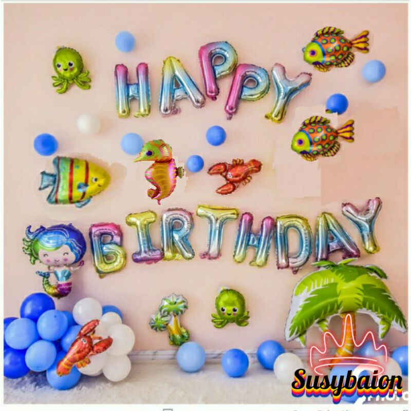Paket Dekorasi Thema Animal Sea / dekorasi ulang tahun thema animal sea