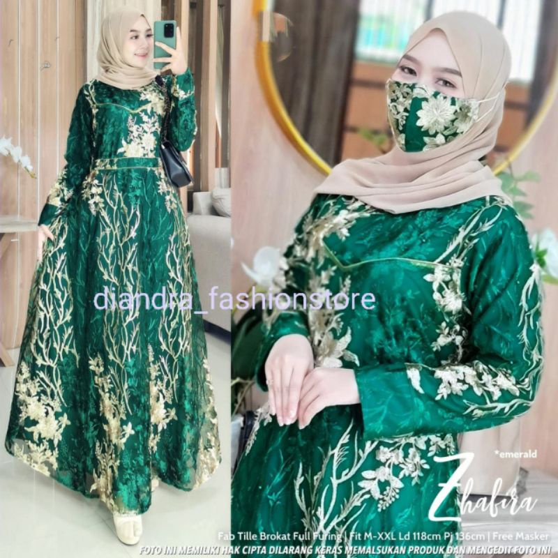 zhafira gamis dress brukat jumbo mewah