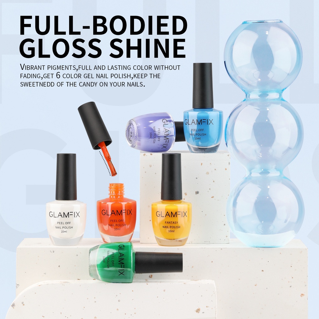 GLAMFIX Colorful Nail Polish Set Isi 6 pcs Kutek Cat Kuku | GLAM FIX Alat Kecantikan Makeup by YOU