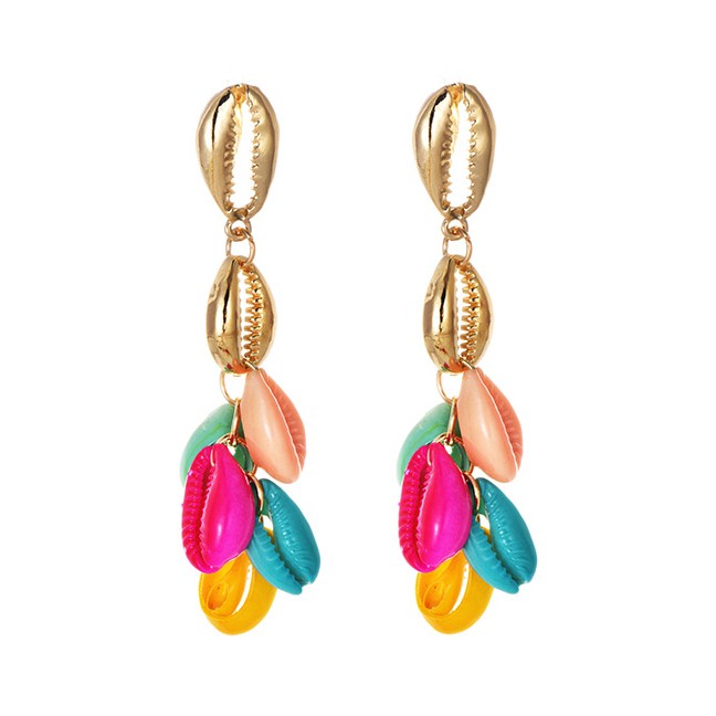 LRC Anting Tusuk Fashion Color Alloy Resin Shell Earrings F62193