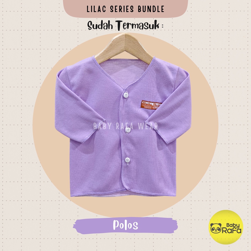 Serian Lilac - 3 pcs Baju Bayi Tangan Panjang Bayi Baru Lahir 0 sd 3 Bulan Lilac Series merk SNI Bolo - Bolo