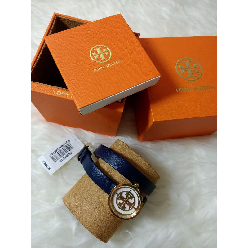 Jam Tangan Tory Burch TBW4032 Reva Leather Double Wrap Navy
