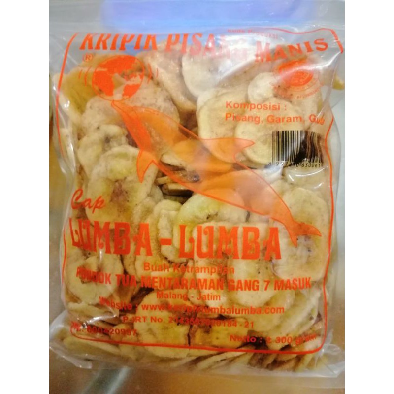 

Keripik Pisang Manis cap Lumba-lumba 300gram