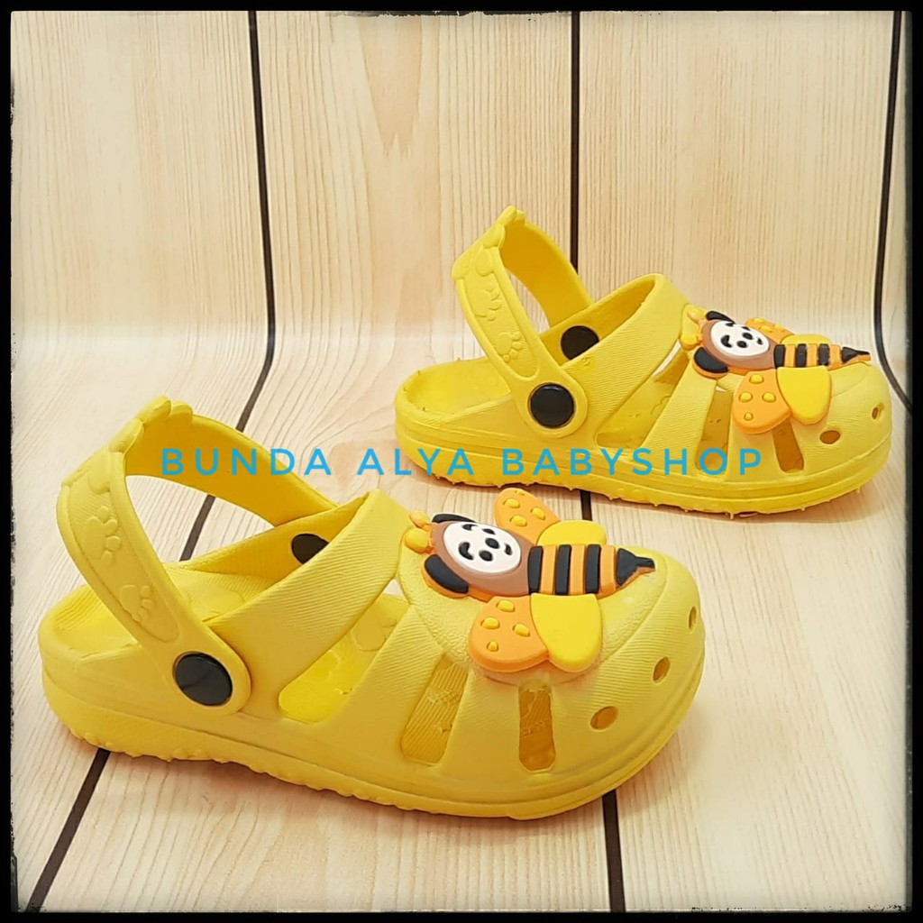 Sandal Anak Laki Karet Usia 2 3 4 Tahun KUNING BEE - Sendal Anak Cowok Cewek Karet Anti Licin Size 25 - 29 Motif Lebah