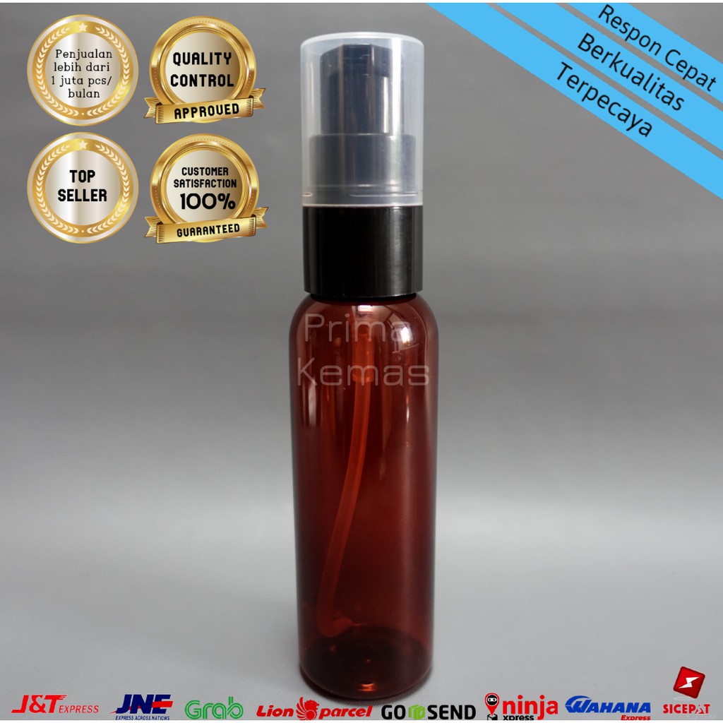Botol Pump Foamer 100 ml - botol kosmetik 100 ml - botol skincare Pet 100 ml Coklat
