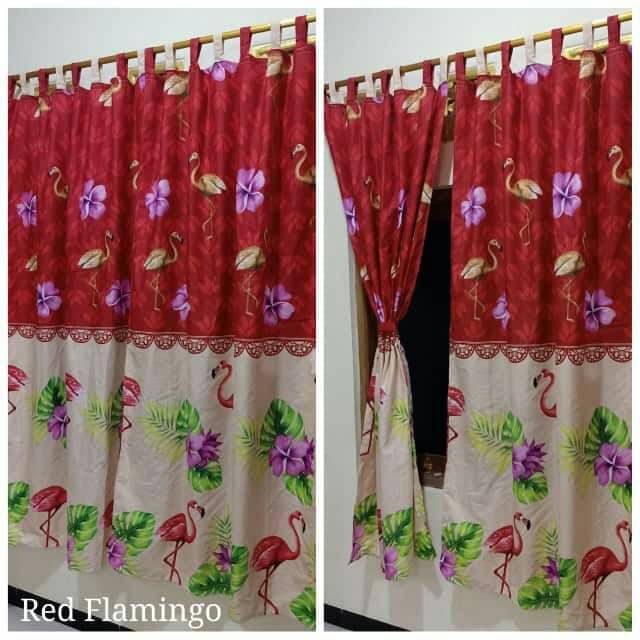Gorden Jendela Pintu Homemade Karakter Red Flamingo
