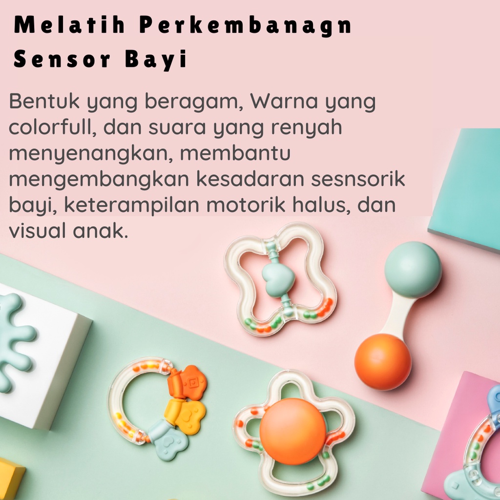 Alilo Baby Rattle Teether Set C6 / Mainan Rattle Bayi / Gigitan Bayi / BPA Free / Newborn