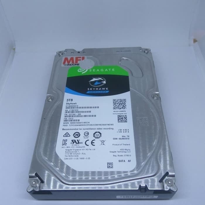 HARDDISK SEAGATE SKYHAWK CCTV 3TB - MFI INDONESIA ORIGINAL