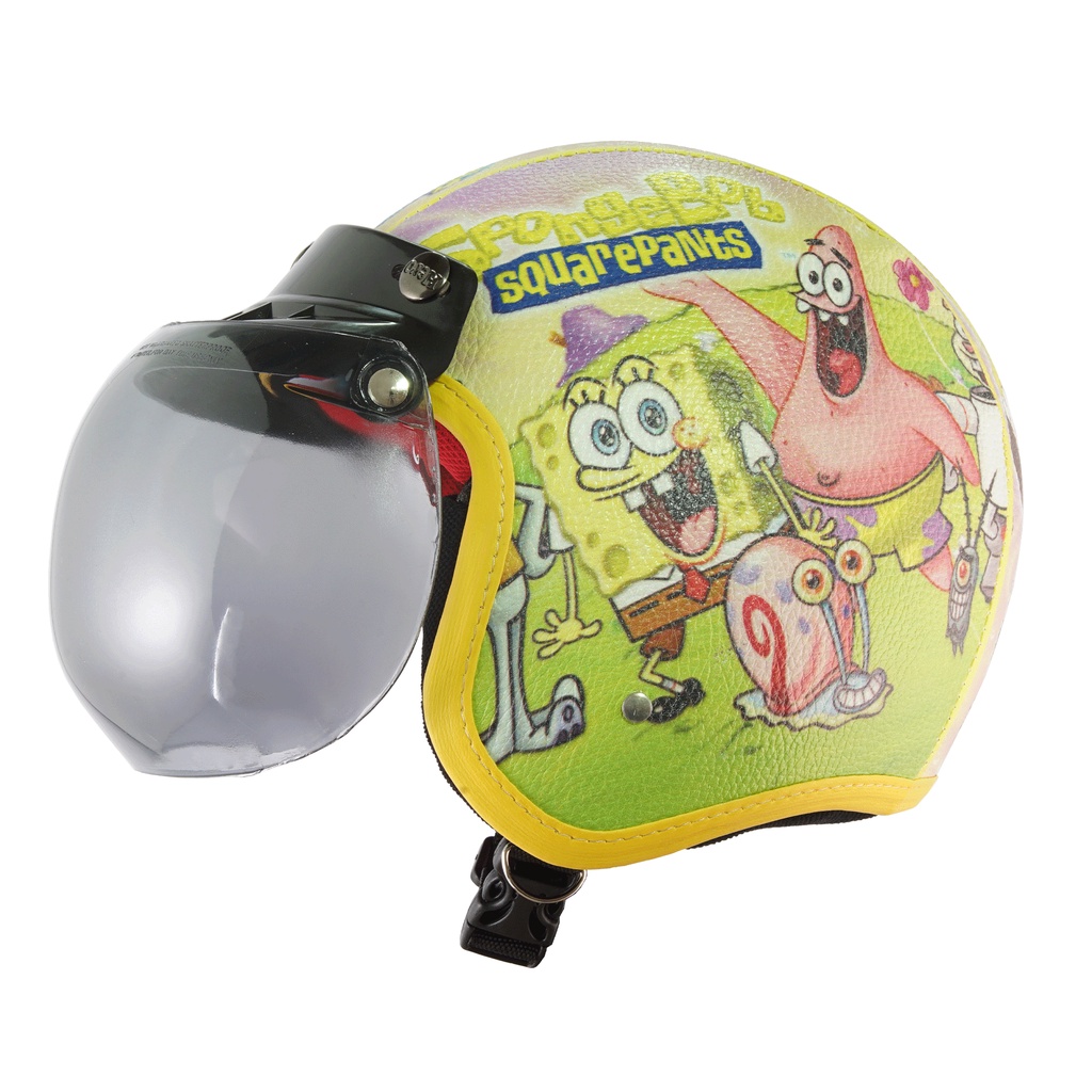 Helm Bogo Retro Anak Untuk Usia 2-6 Tahun Motif Spongebob - Kuning