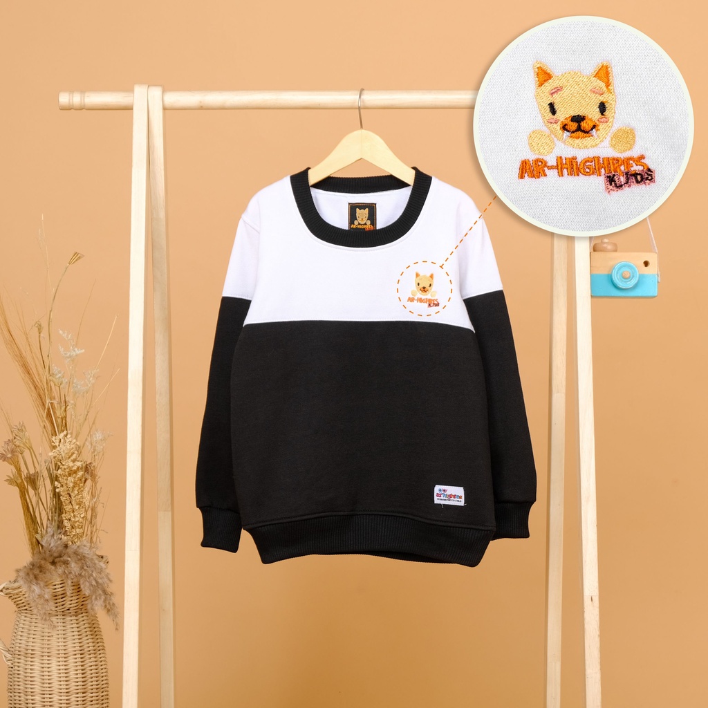 Crewneck kombinasi Anak /Sweater kombinasi anak/ embordery (Unisex) Kombinasi Warna