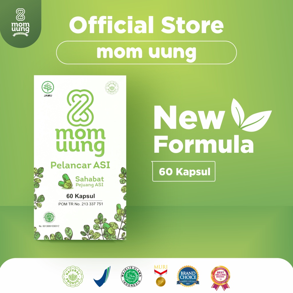 MOM UUNG Asi Booster 60 Kapsul Pelancar Asi Herbal Meningkatkan Kualitas dan Kuantitas Asi BPOM