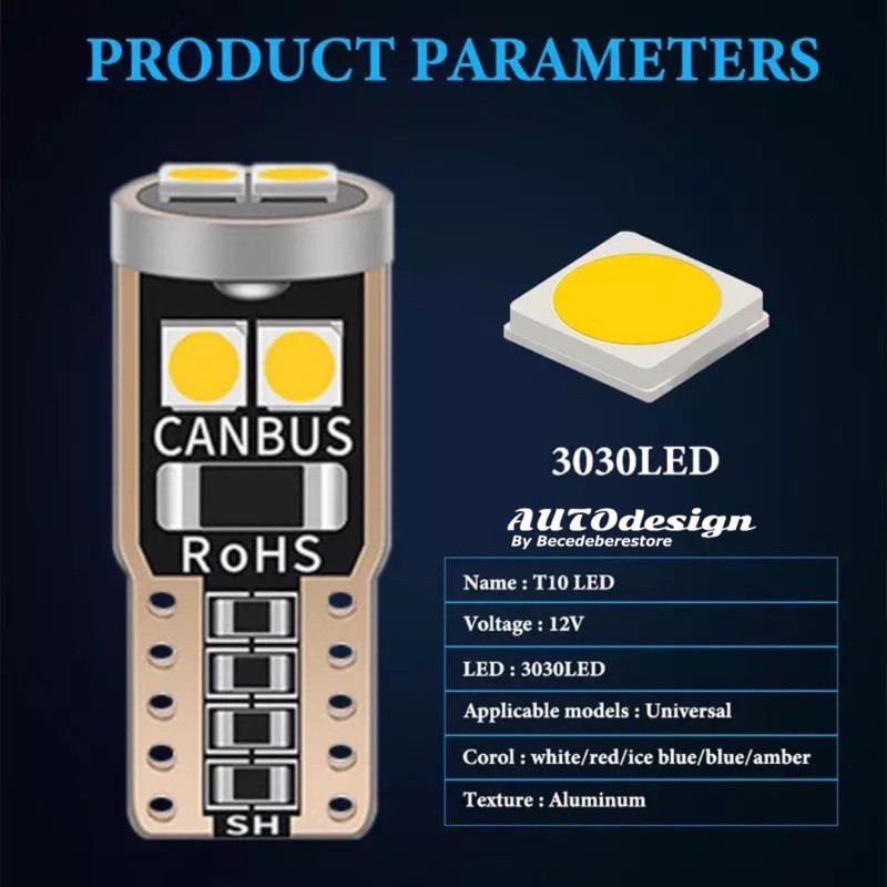 LAMPU LED T10 W5W CHIP 3030 - 6 SMD CANBUS