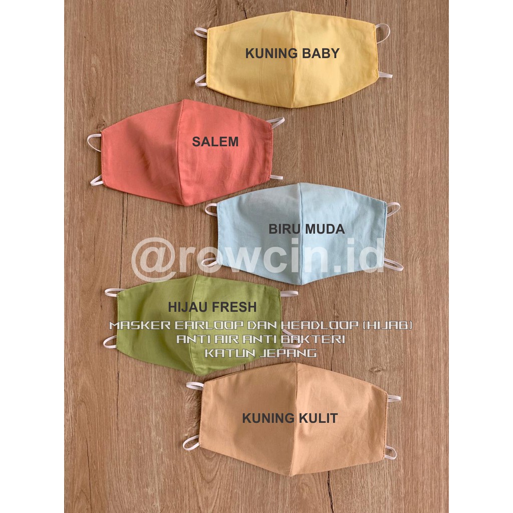 MASKER HIJAB KAIN ANTI AIR ANTI BAKTERI TALI KARET SILANG (HEADLOOP)