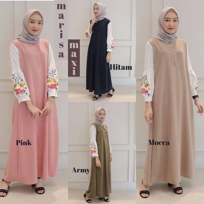 Basic dress muslim / gamis wanita busui / Gamis daily : Marisa Maxi