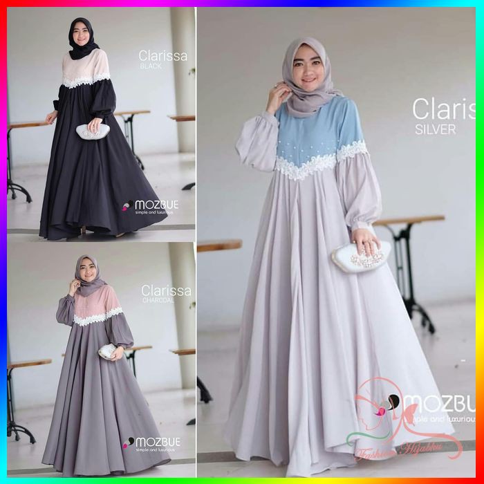Gamis wanita busui / Dress muslim murah / Baju pesta : Clarissa Maxi C