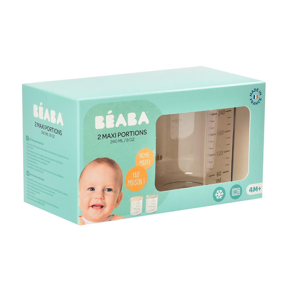 Beaba Baby Set 2 Maxi Portions Alat Makan Bayi Pink Grey 240ml