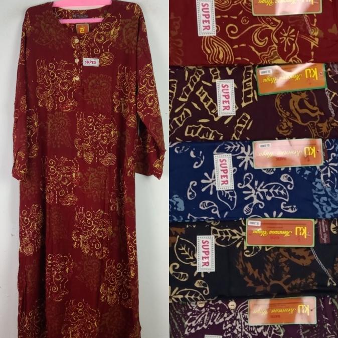 Daster Kencana Ungu Lengan Panjang Jumbo Label Coklat