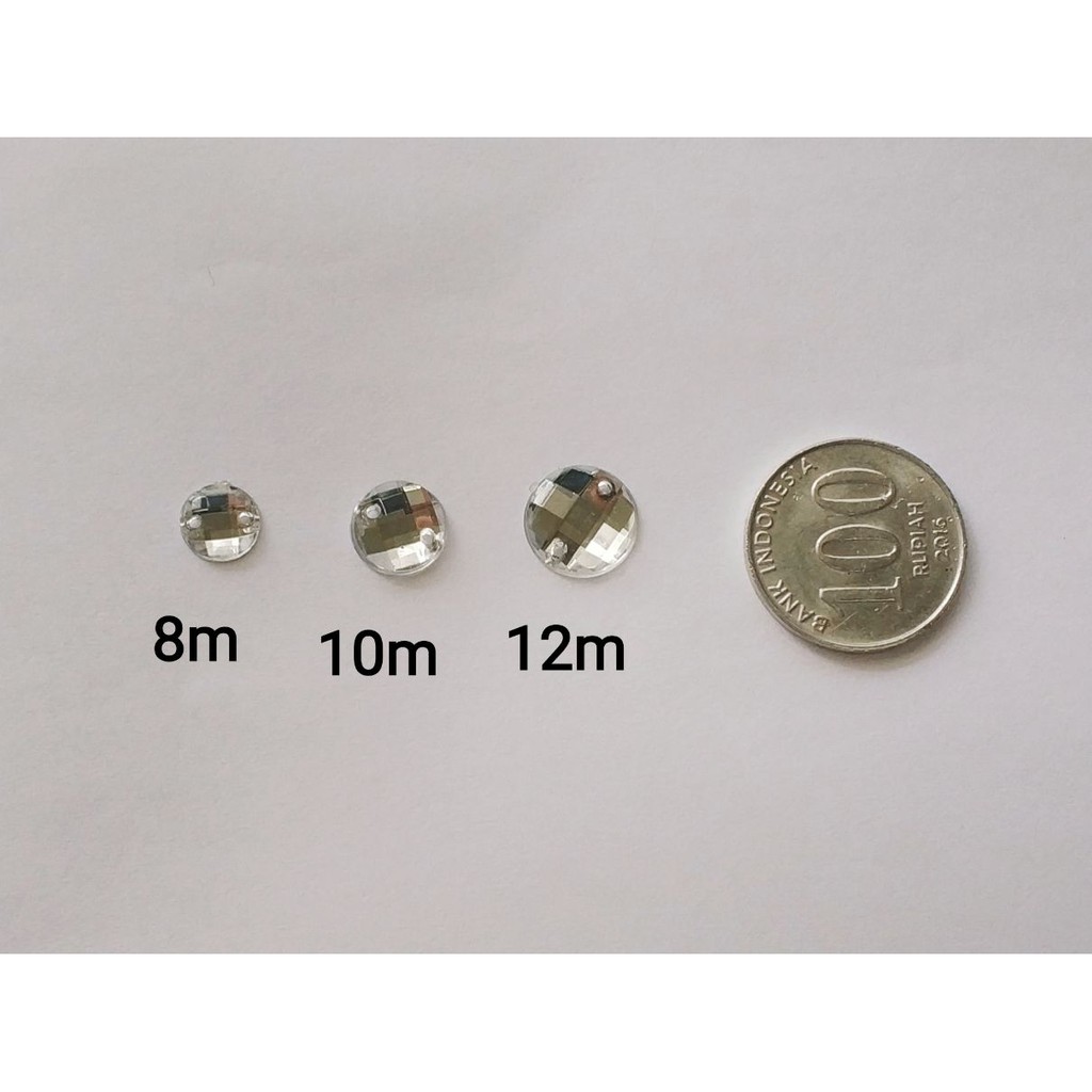 Payet / Diamond Kristal Akrilik Jahit Grade A Bulat 12 mm, 100 pcs