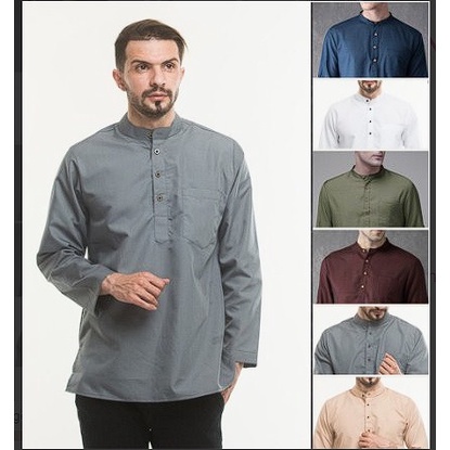 Baju Koko Atasan Muslim Pria Polos Terbaru HAIDAN Bahan Premium Adem &amp; Lembut Murah/original/kekinian