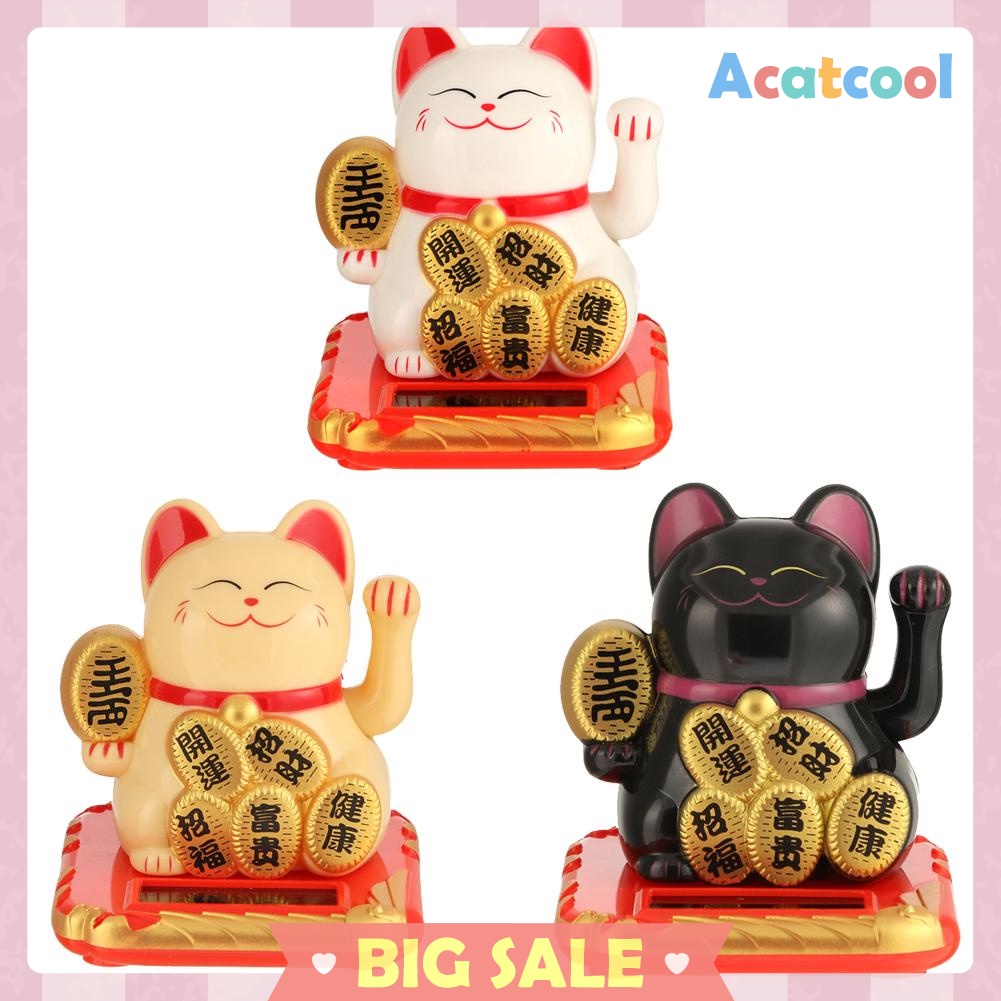 Chinese Lucky Cat Wealth Waving Shaking Hand Fortune Welcome Cat Home Craft