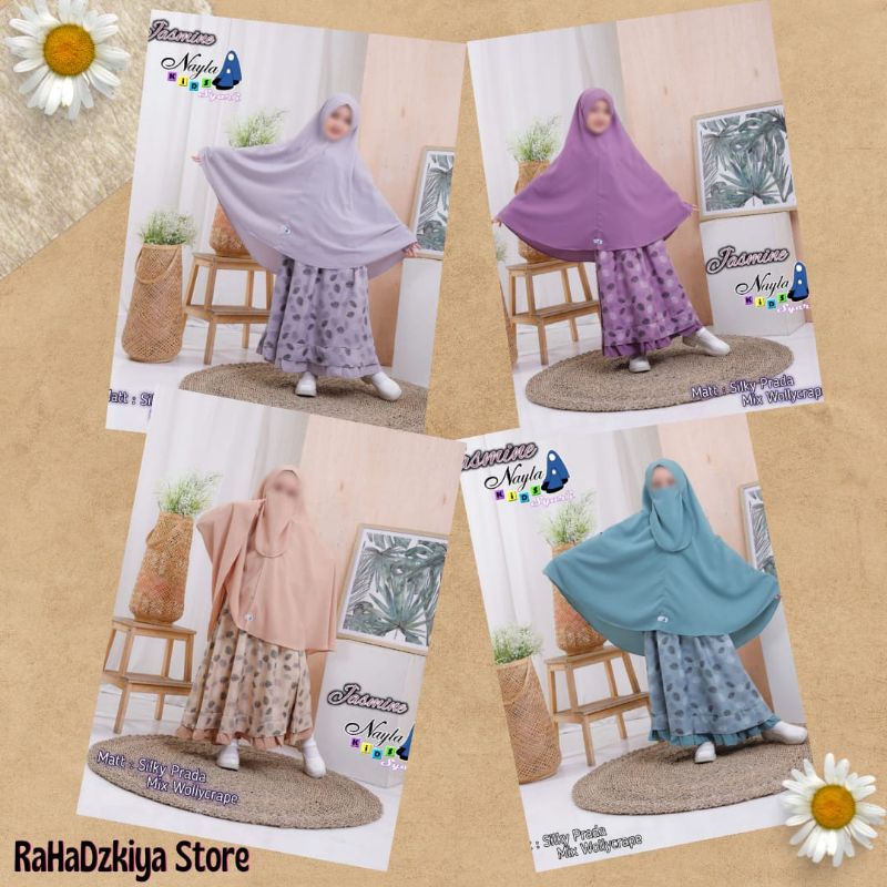 Gamis anak syar'i set gamis remaja ready stok Jasmine by Nayla Kids bs COD