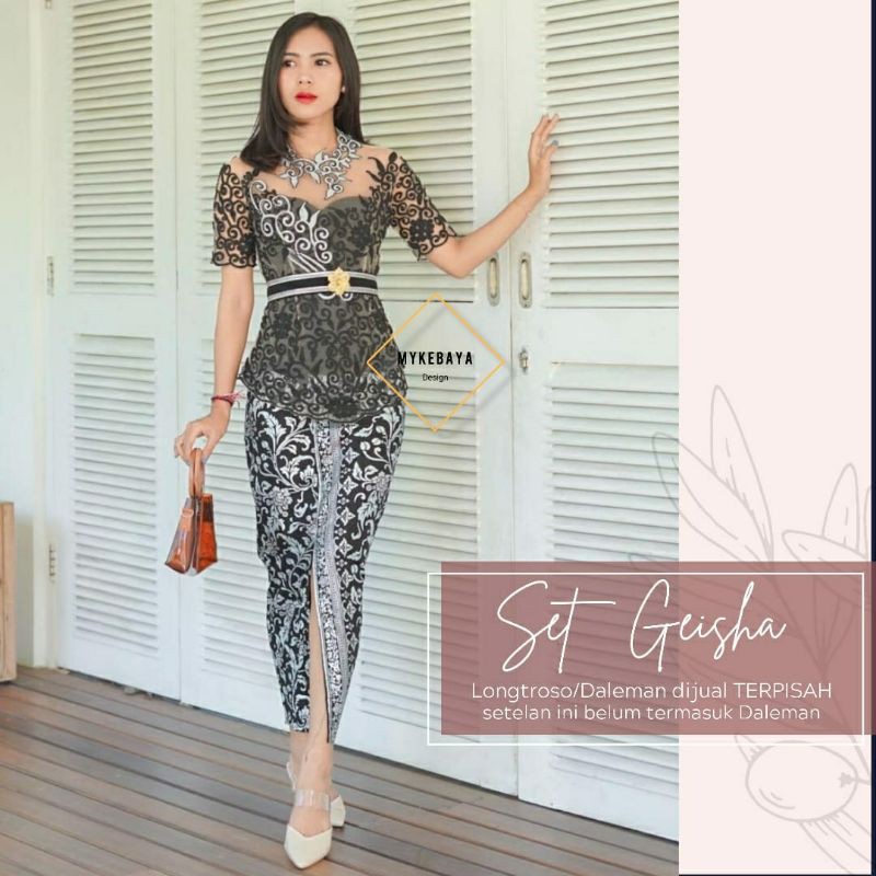 Kebaya bali tilestik motif Geisha