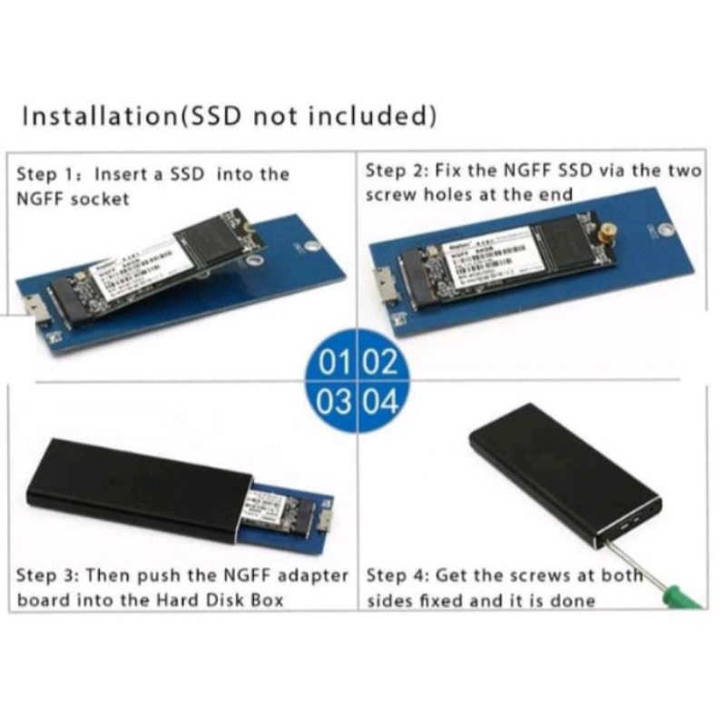 Casing SSD M2 NGFF Sata Usb 3.0 Kabel M.2 ADAPTER ENCLOSURE EXTERNAL A