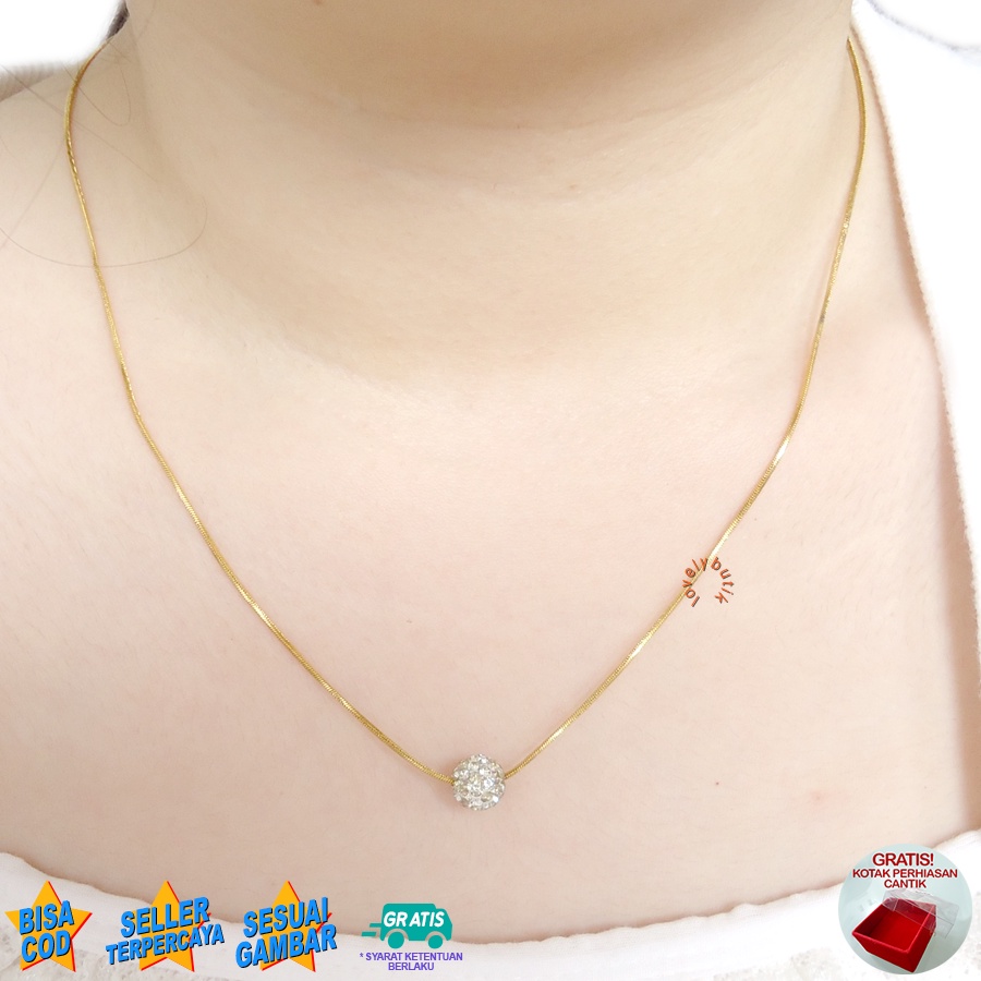 Lovelybutik Kalung Titanium Anti Karat Lulv Kalung Wanita Titanium Model Terbaru Cw Bonus Kotak Perhiasan