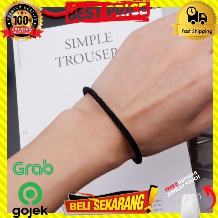 GELANG TALI KEPANG NILON PRIA WANITA GESPER MAGNETIK PREMIUM ORI G460 - BLACK