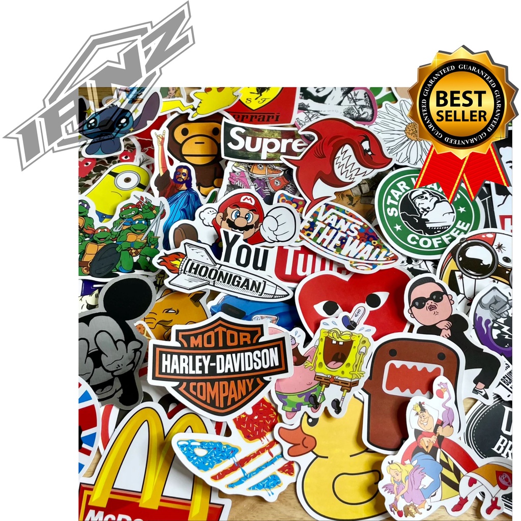 50pcs Stiker pack Sticker Aesthetic logo brand  untuk laptop case tumbler stiker laptop