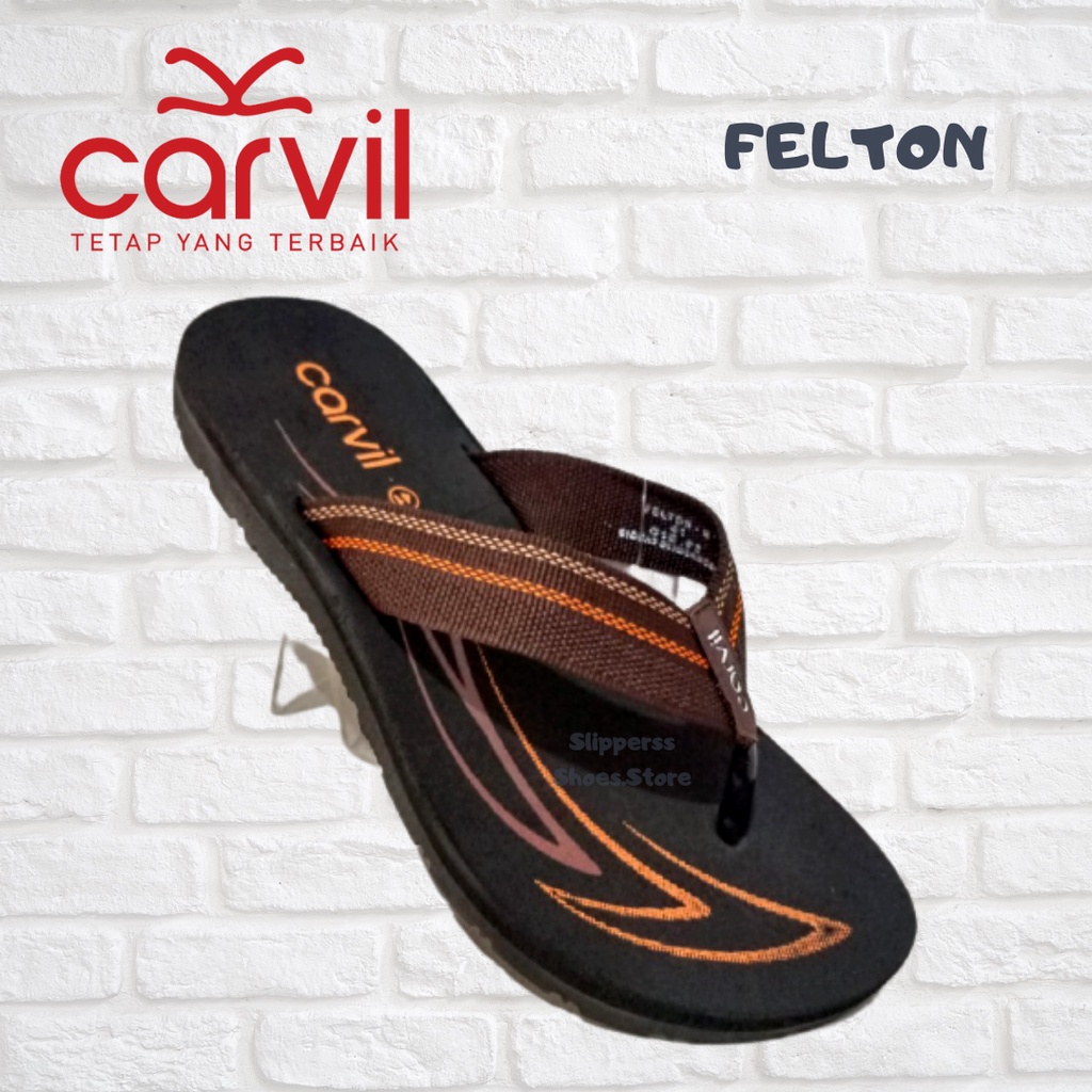 CARVIL FELTON BLACK NAVY/ sandal carvil pria dewasa/sandal terbaru/sandal jepit/sandal keren/size 38-43