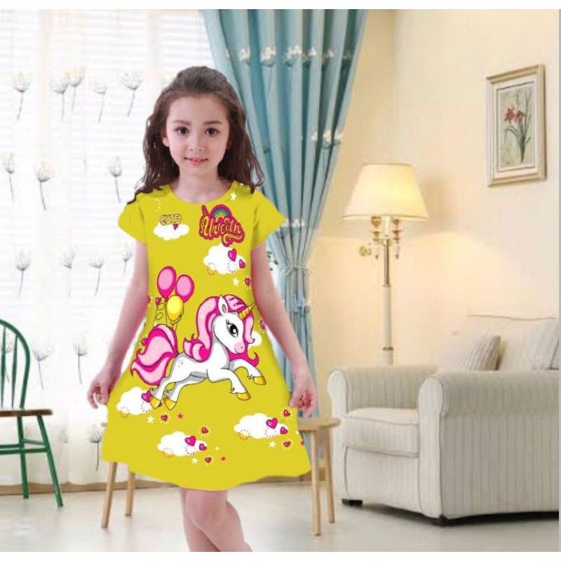 #DRESS UNICRON//DASTER ANAK PEREMPUAN PONY TERLARIS//USIA 2-12 TAHUN