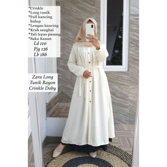 Zara long Tunik rayon crinkle doby