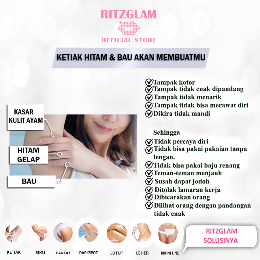 RITZGLAM Underarm + Lip Serum Vitamin Pelembab Pemerah Bibir. Bright &amp; Glow Together