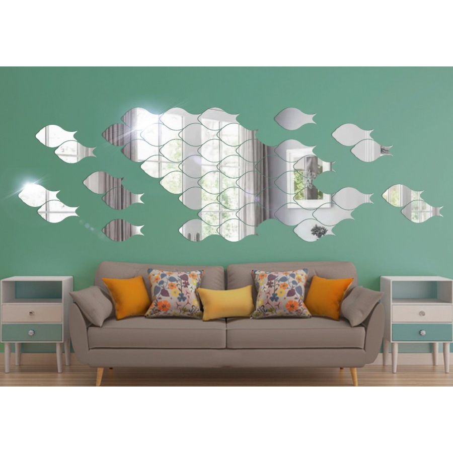 hiasan dekorasi dinding kaca cermin wall stiker sticker acrylic 1 set impor mirror aesthetic cermin tempel dinding hiasan rumah aesthetic murah impor