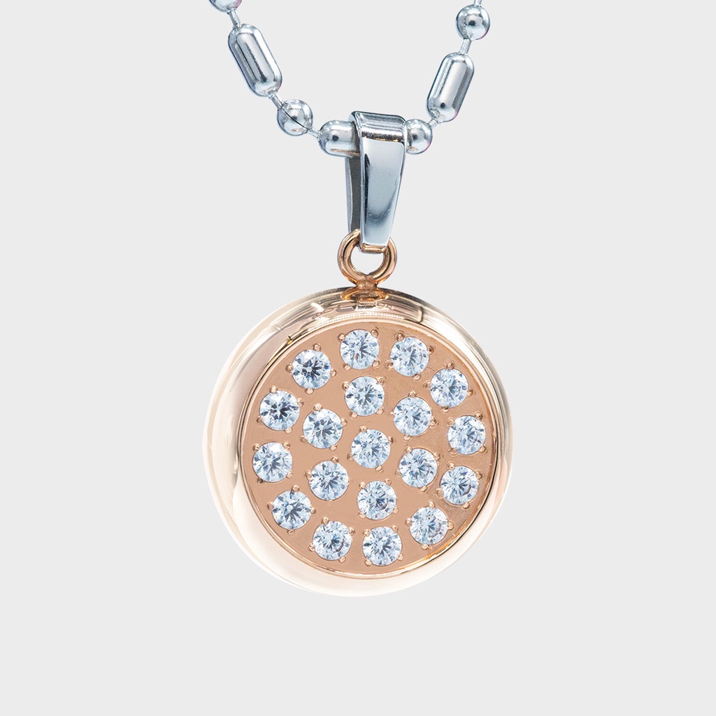 Kalung MCI Millionaire Pendant LSW 2 Rose Gold dengan kombinasi energi menggunakan batu germanium se