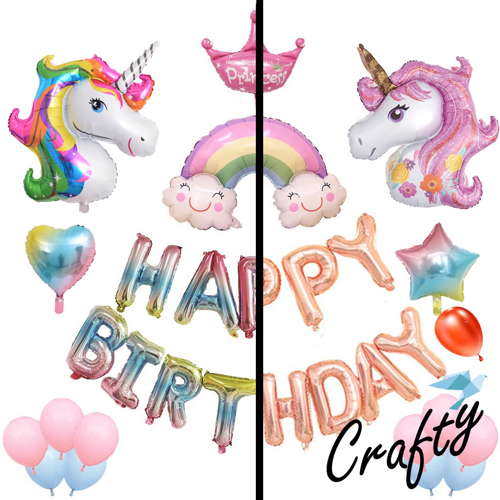 [PAKET] Kids BIRTHDAY Set UNICORN MINI CROWN Dekorasi Backdrop Ulangtahun Anak