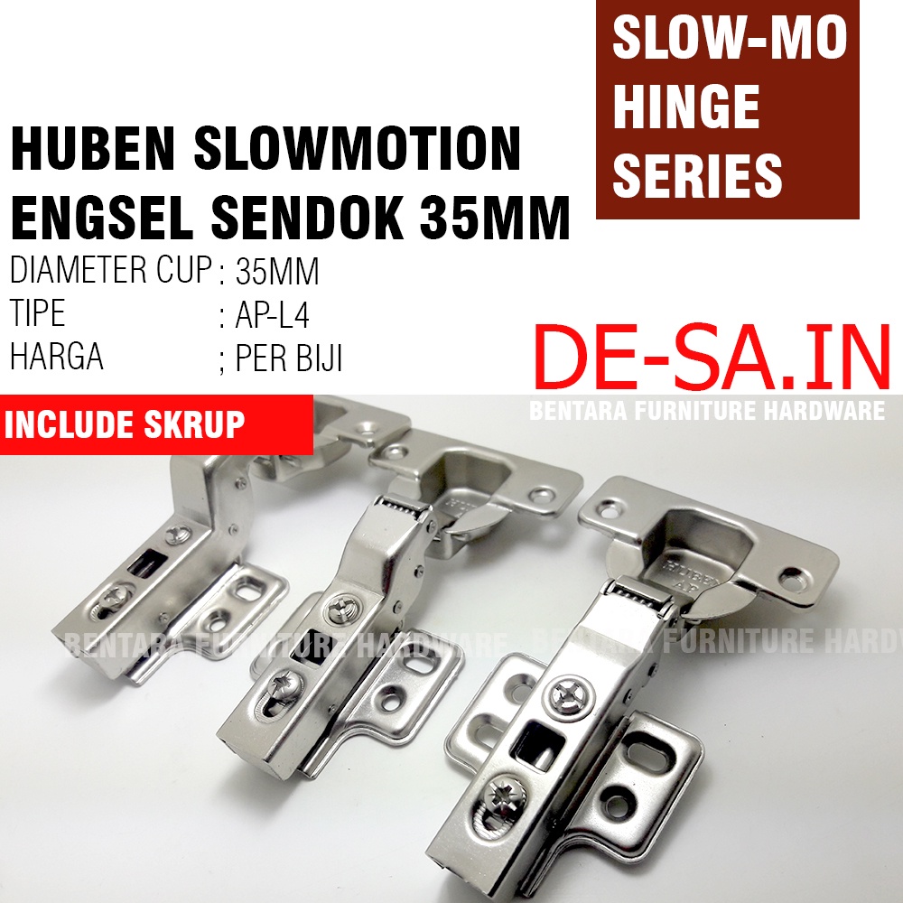 Huben AP - L4 Series 35MM Engsel Sendok Slow Motion Lurus Setengah Full Bungkuk