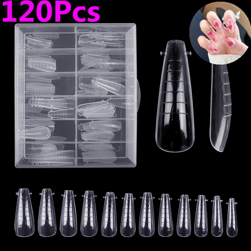 [FULL] Fake Nails Poly Extension Gel Dual Nail Form Coffin Nails Full Cover 120pcs