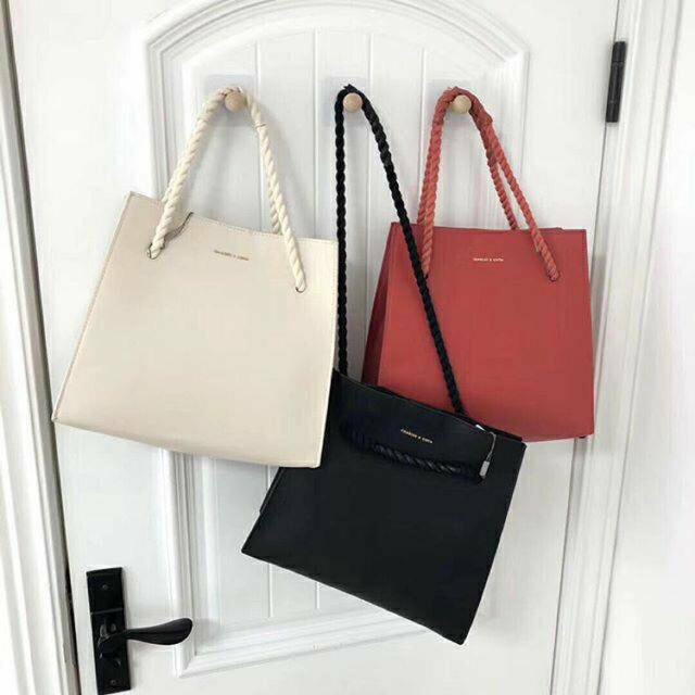 Charles and keith rope handle / Tas CK murah / tas wanita impor / CK bag / tote bag hitam polos