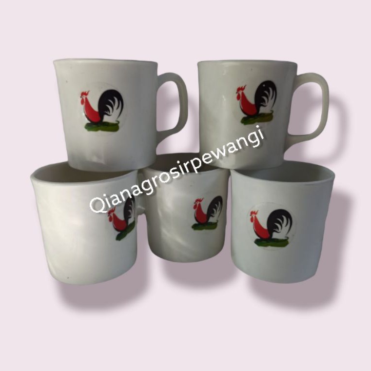 Hot item 6 pcs Mug Gelas Cangkir Ayam Jago Plastik Wadah Minum 310 ml Basic Home