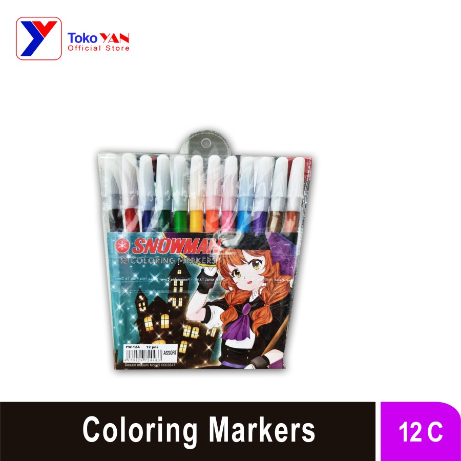 

Snowman 12 Coloring Markers / Spidol Warna Warni PW-12A