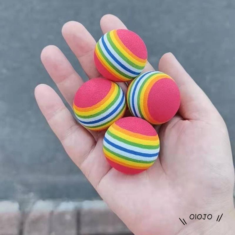 Pet Cat Puppy Toy Ball Rainbow Mengunyah Bola Interaktif Tumbuh Gigi Mainan Menyenangkan - ol