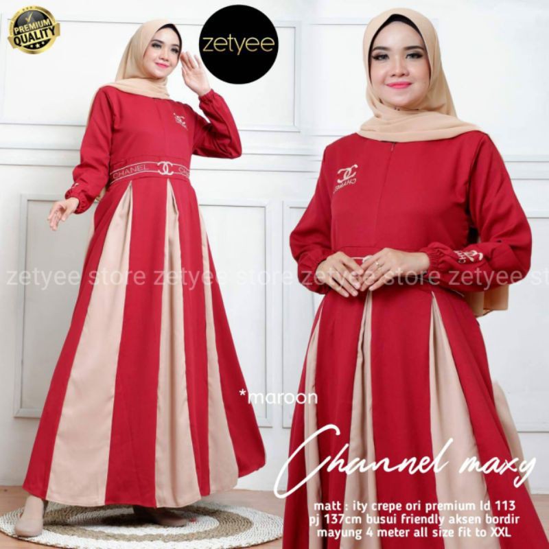 CHANNEL DRESS MAROON