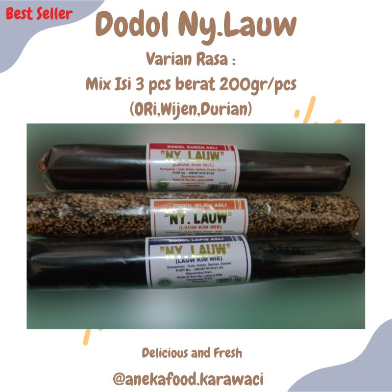 

TERMURAH! 3 pcs Dodol Mix Semua Rasa Khas Tangerang Ny.Lauw