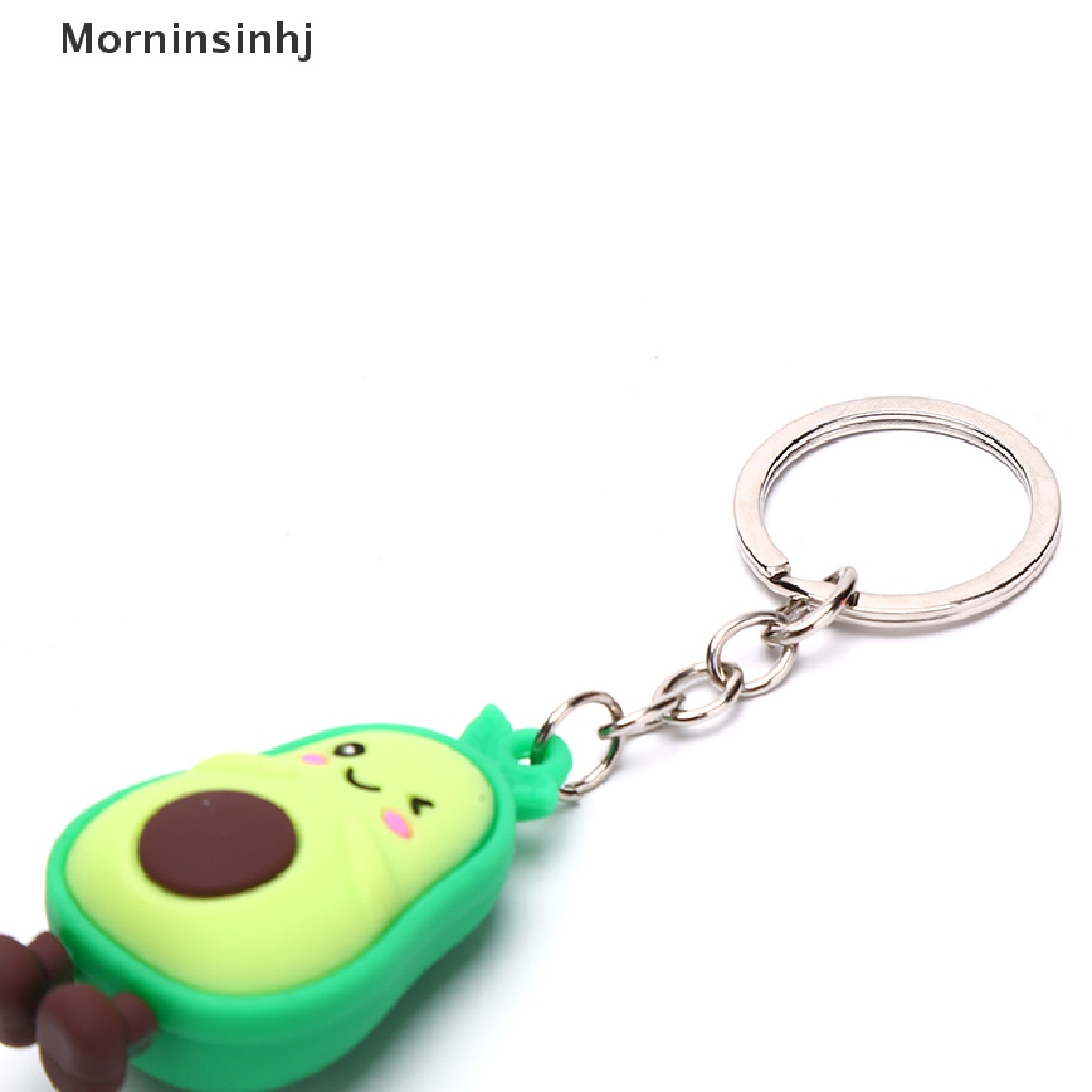 Mornin 1x Lucu Simulasi Buah Alpukat Gantungan Kunci 3D Resin Lembut Tersenyum Avocado Keychains id