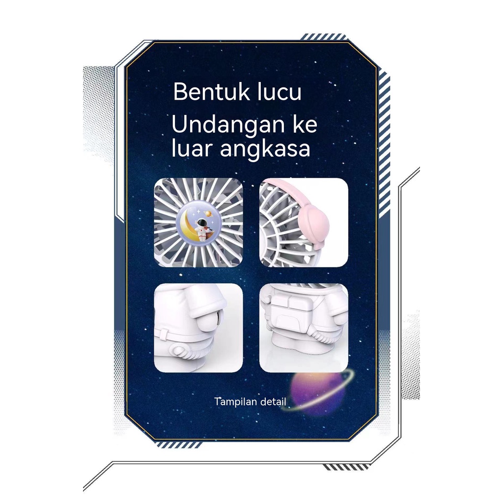 Rokeet Kipas Angin Mini Karakter Lucu Astronot Murah Pocket Fan LED FREE TALI